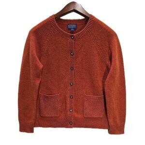 Pendleton Womens Lambswool Cardigan Sweater Sz S Orange Cottagecore Cabincore